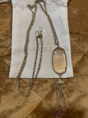 Kendra Scott Rayne Rose Gold-Tone Peach Glass Tassel Pendant Necklace